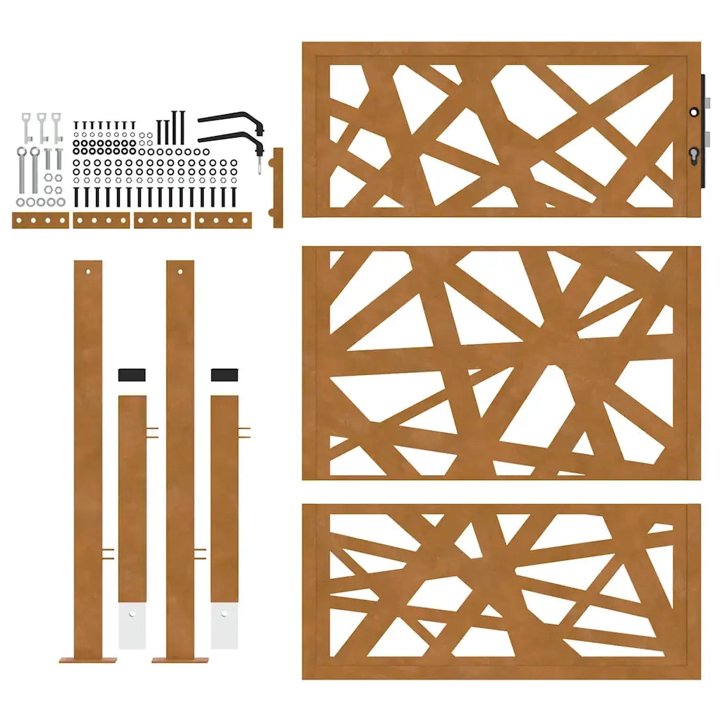 Cancello da giardino 100x125 cm in acciaio corten design leggero 4100955