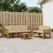 Set di divani da esterno con cuscino 6 pcs Naturale e Beige