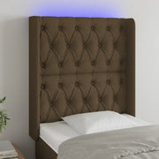 Testiera a LED-Testata con LED Marrone Scuro 83x16x118/128 cm in Tessuto 732585