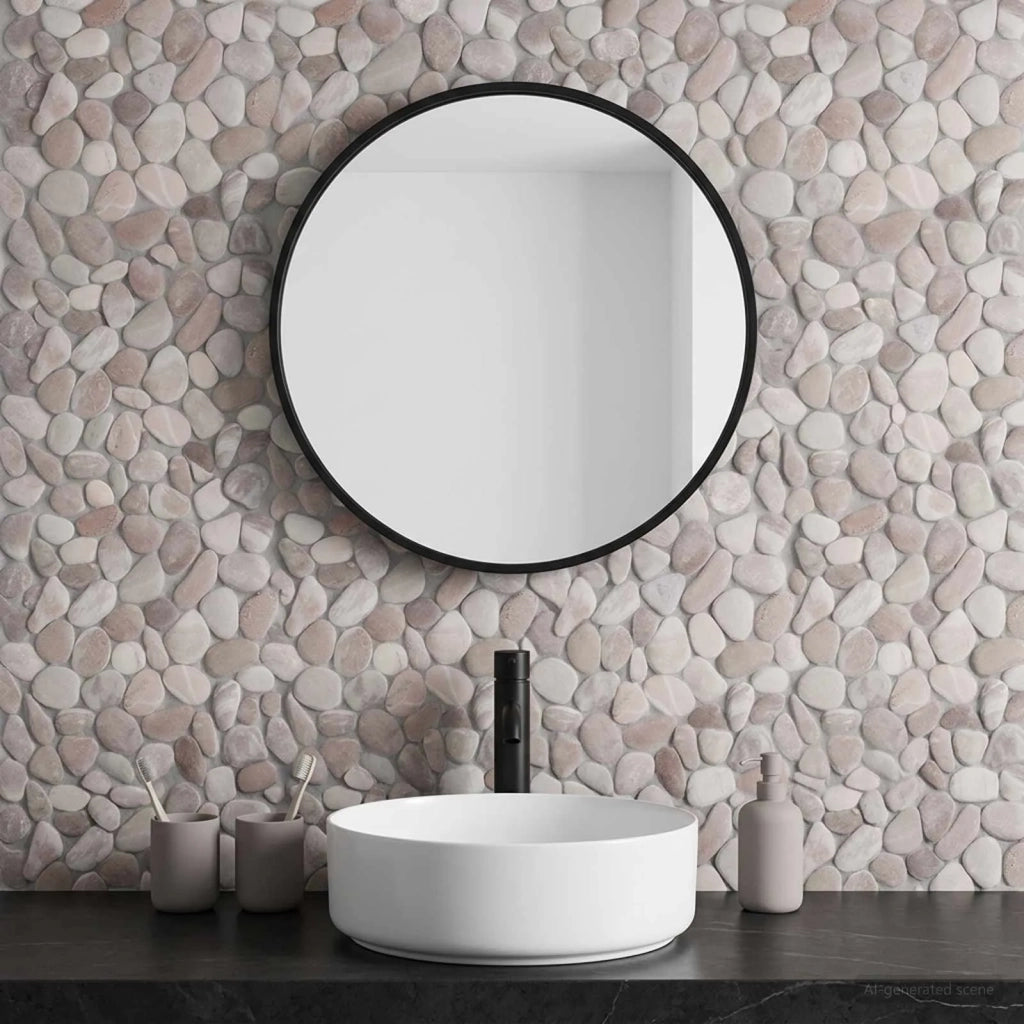 Pavimenti in ciottoli Beige e Rosa Pallido 30 x 30 cm 42033531