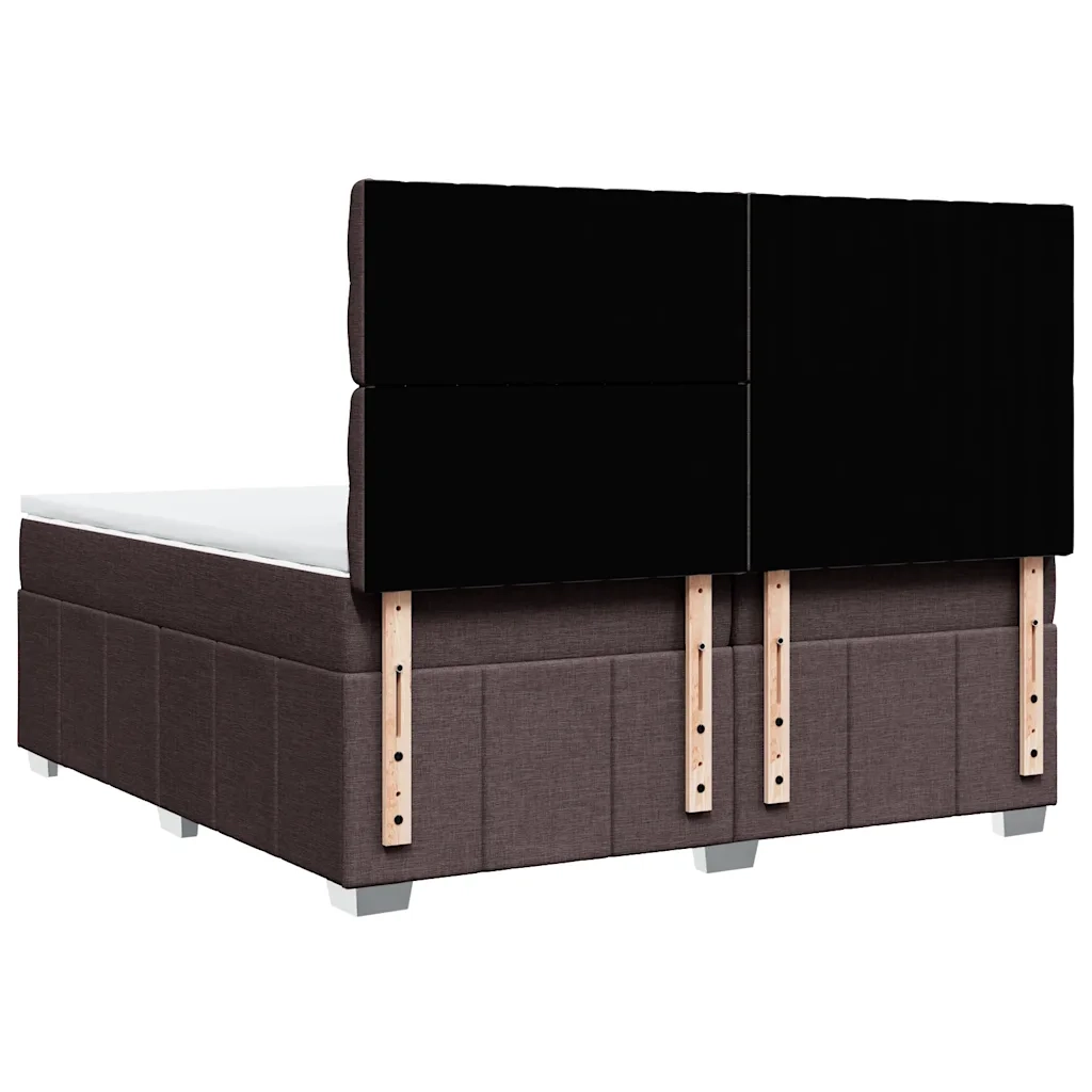 Giroletto a Molle con Materasso Marrone Scuro 200x200cm Tessuto