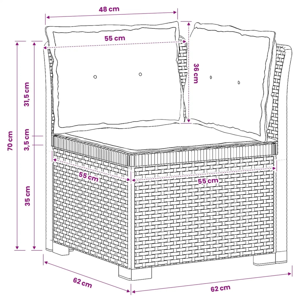 Divano da esterno-Divano da Giardino a 1 Posto con Cuscini Aspetto Rattan PP 256325