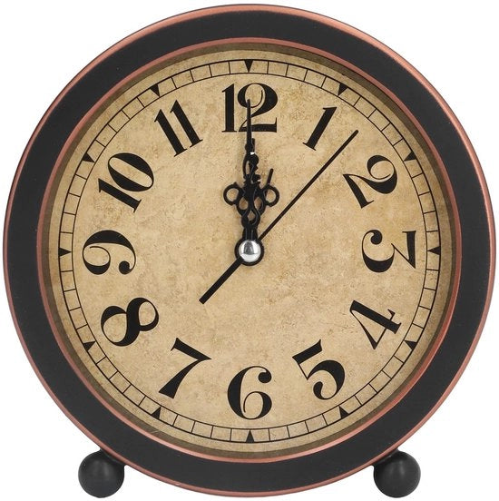 Orologio analogico stile retro per ufficio - cifre arabe nere - plastica - 13,5 x 4,5 x 14 cm - decorazione per ufficio - orologio da tavolo