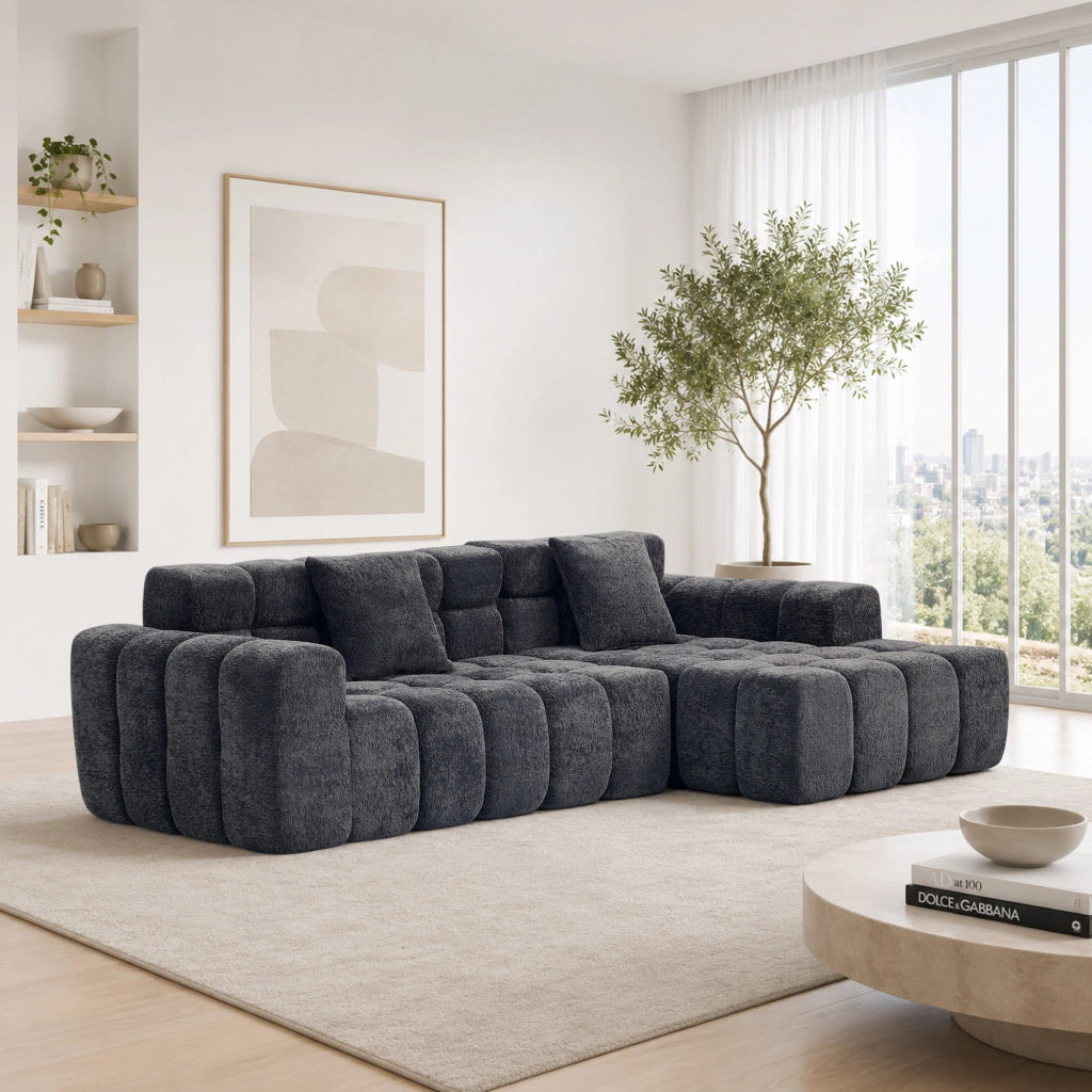 DIVANO Modulare 249,94 cm in Velluto Grigio Antracite
