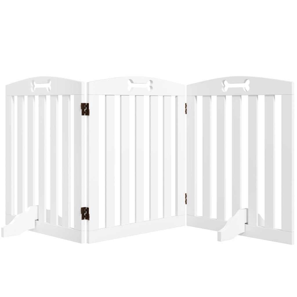 Barriera estensibile a forbice per cani pieghevole autoportante in legno con 2 piedini antiscivolo bianco 155 × 61 cm