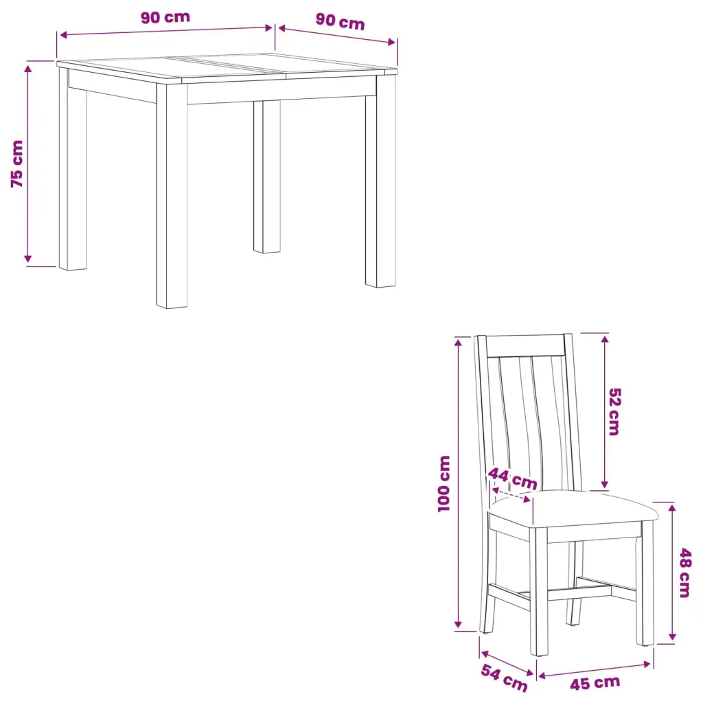Set da pranzo 3 pz Nero Legno di Quercia Massello 3430319