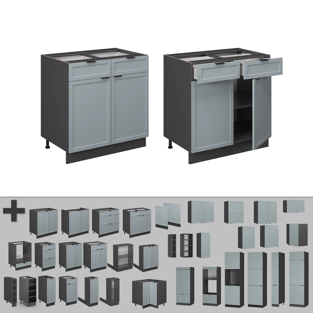 Vicco Mobiletto base per cucina Blu-grigio chiaro 80 cm , PL Marmo