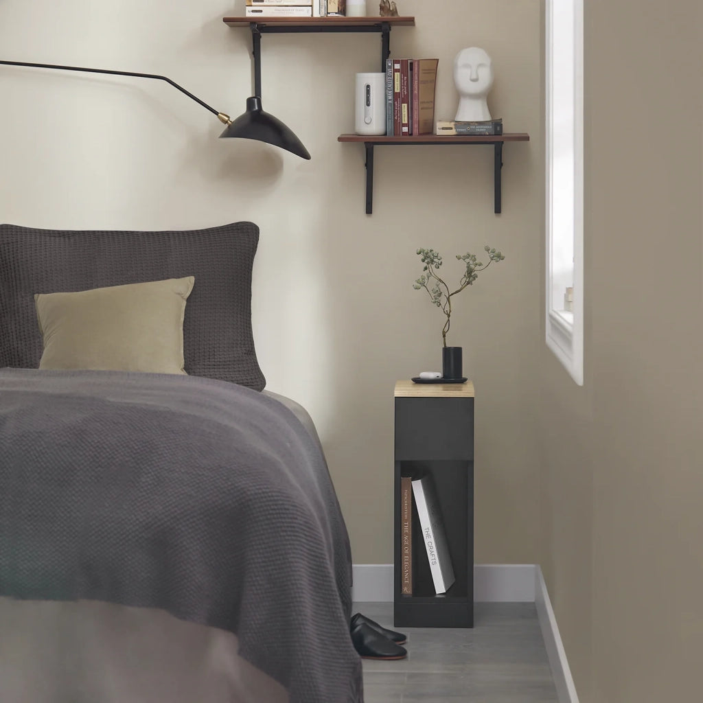 Comodino con cassetto per letto a molle 20x60x35 cm Nero FBT111-SCH