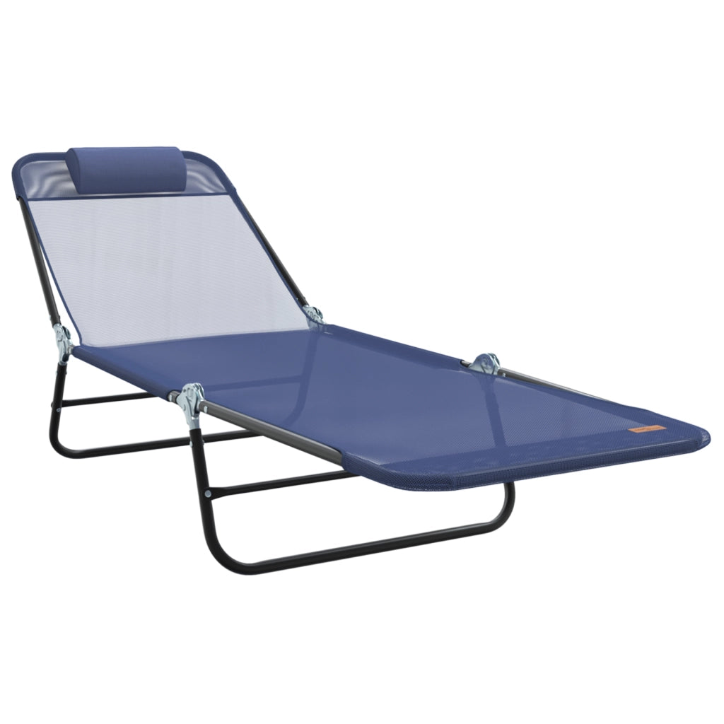 Lettino Prendisole Pieghevole con Testa Navy Textilene