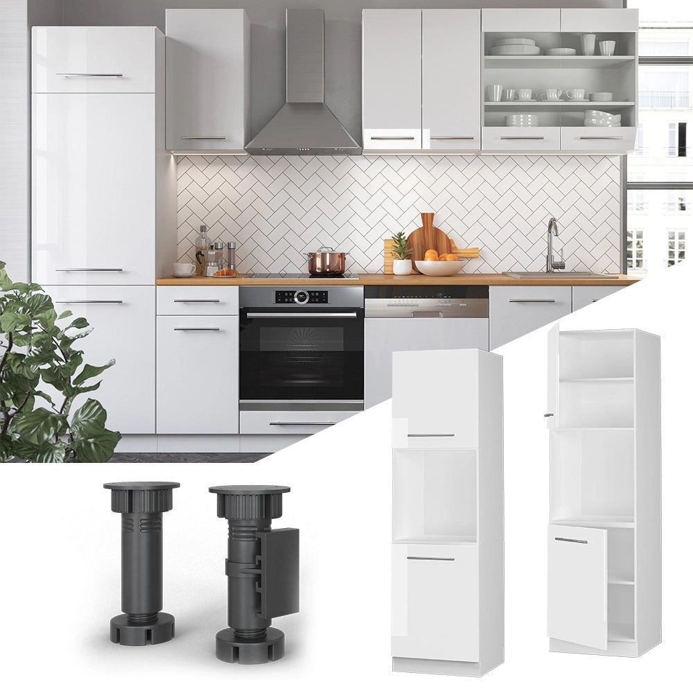 Mobile per forno da incasso Fame-Line Bianco lucido/Bianco 60 cm con ripiano aperto Vicco