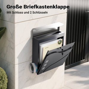 Cassetta postale con vano portagiornale V28 antracite e acciaio inox 370 x 102 x 370 mm