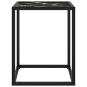 Tavolino da Salotto Nero con Vetro Marmo Nero 40x40x50 cm 322910