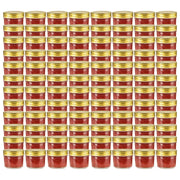 Vasi per Marmellata in Vetro Coperchio Oro 96 pz 110 ml