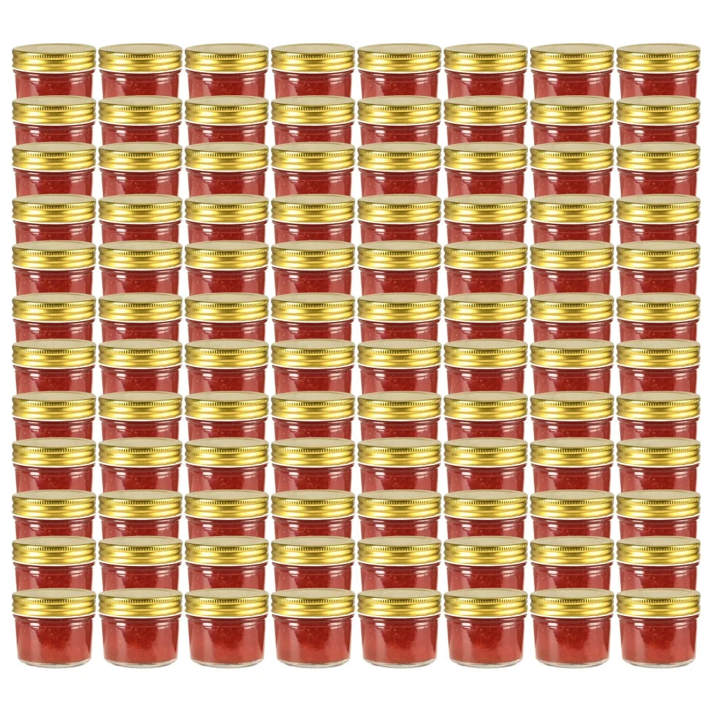 Vasi per Marmellata in Vetro Coperchio Oro 96 pz 110 ml