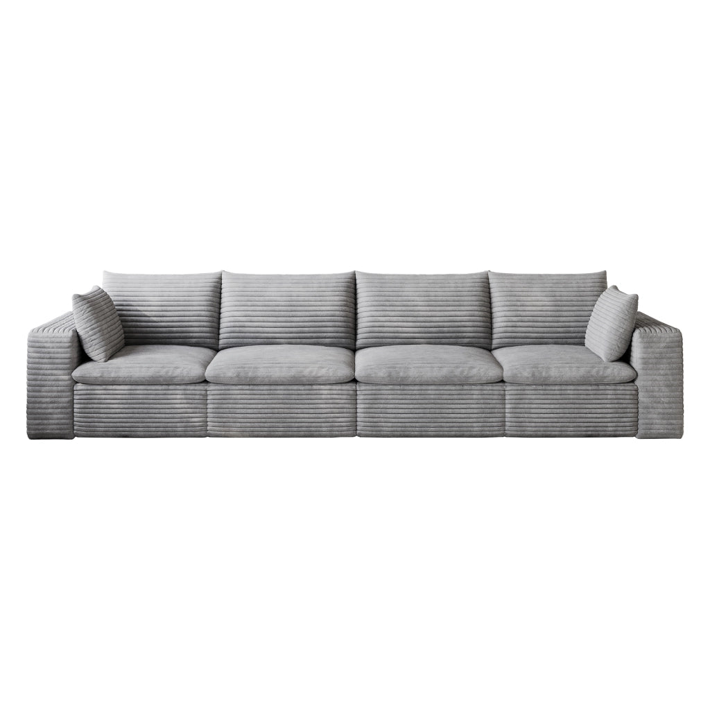 Divano Cloud 3 Posti in Velluto a Coste ¨C MINIMAL ¨C Grigio Scuro, 340cm, Imbottito, Sfoderabile