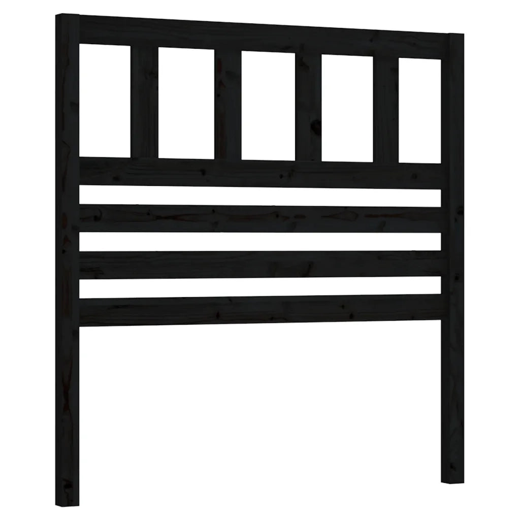Testiera per Letto Nera 96x4x100 cm in Legno Massello di Pino 814128