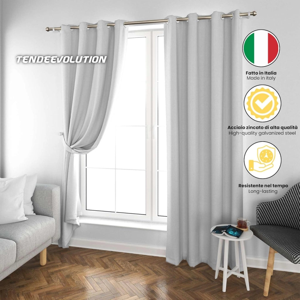 Bastone per Tenda In Acciaio Zincato Diametro 20mm Binario per tende Colore Cromato Lunghezza 300 CM