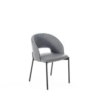E-STYLO Sedia in tessuto grigio chiaro con gambe in metallo antracite, imbottita, 52cm X 55.5cm H. 78.5cm.