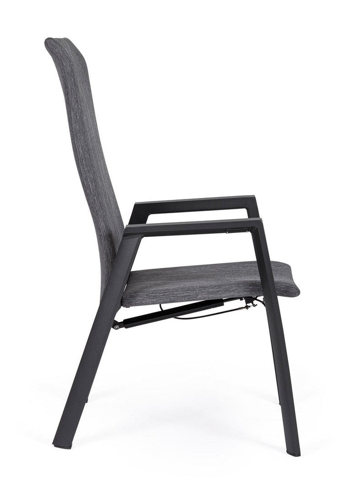 Set 4 Sedie con Braccioli da Giardino 59.5x72x111 cm in Alluminio Ethan Antracite