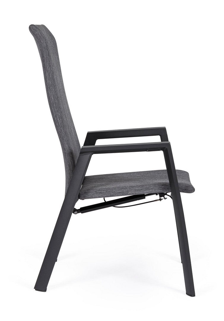 Set 4 Sedie con Braccioli da Giardino 59.5x72x111 cm in Alluminio Ethan Antracite