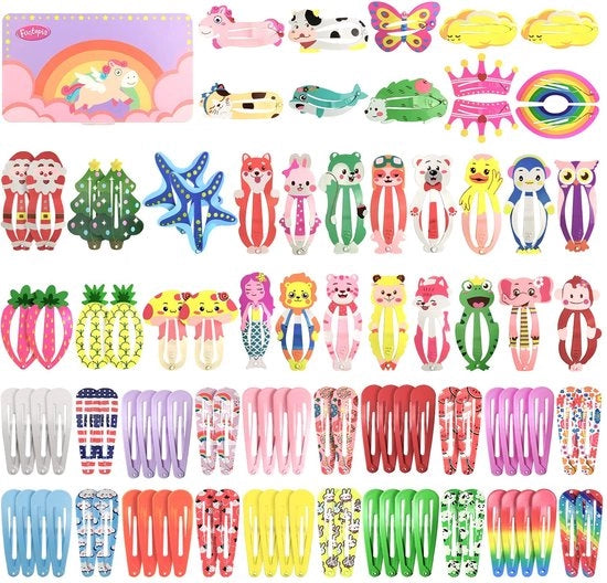 Spillelli per bambine, 100 pezzi 5 cm disegni cartoon spillelli per bambine con stampi animali, spillelli per neonati, bambini e donne