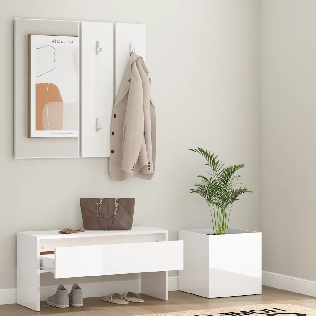 Set di Mobili da Corridoio Bianco Lucido in Legno Multistrato 3082059