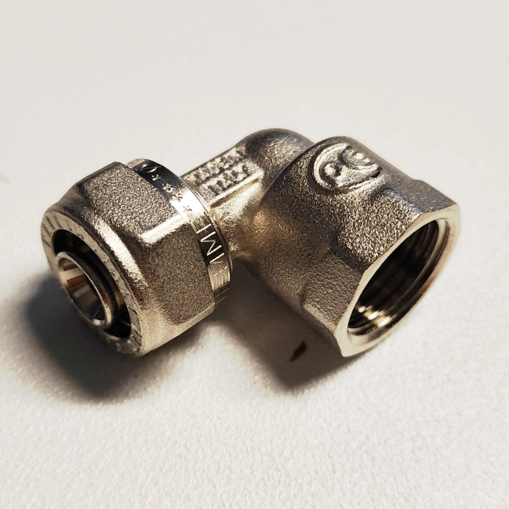 Raccordo 26x3/4'' curvo gomito f femmina a stringere per tubo multistrato