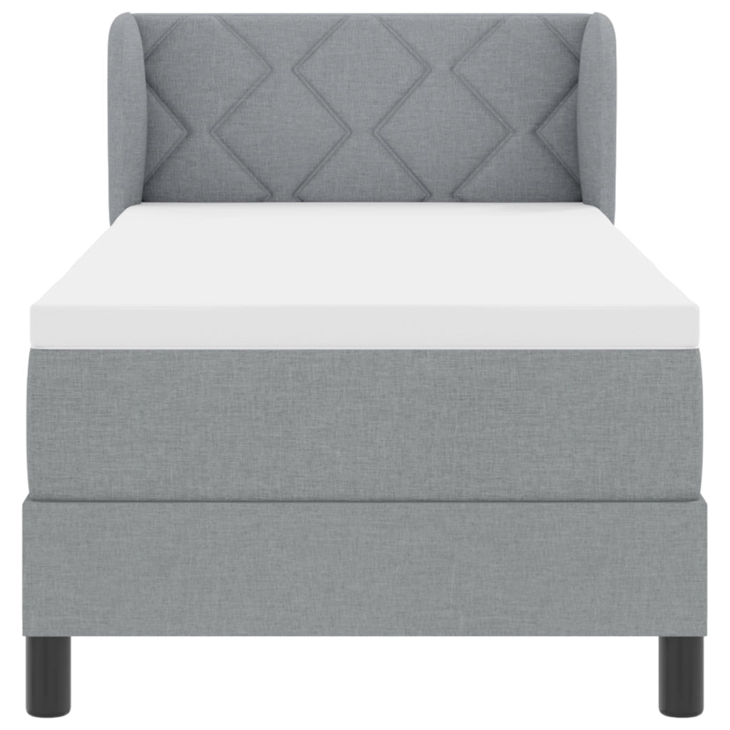 Letto Box Spring con Materasso Grigio Chiaro 80x200 cm Tessuto