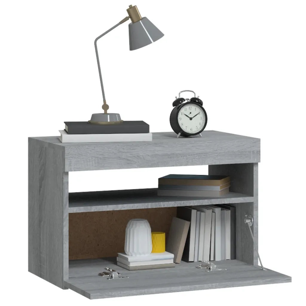 Comodino con Luci LED Grigio Sonoma 60x35x40 cm 3152828