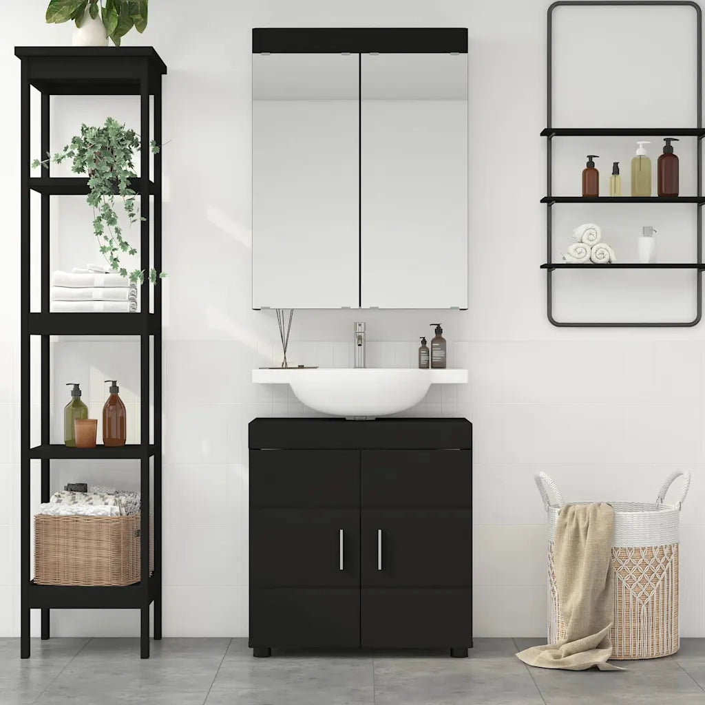 Set di mobili per il bagno TULUM 2 pcs Nero 60 x 34 x 63 cm 3398015