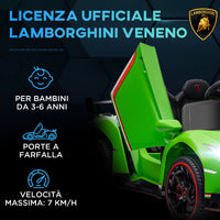 Macchina Elettrica per Bambini 12V con Licenza Lamborghini Veneno Verde