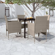 Set da Pranzo per Giardino 5 pz con Cuscini Beige e Nero cod mxl 39834