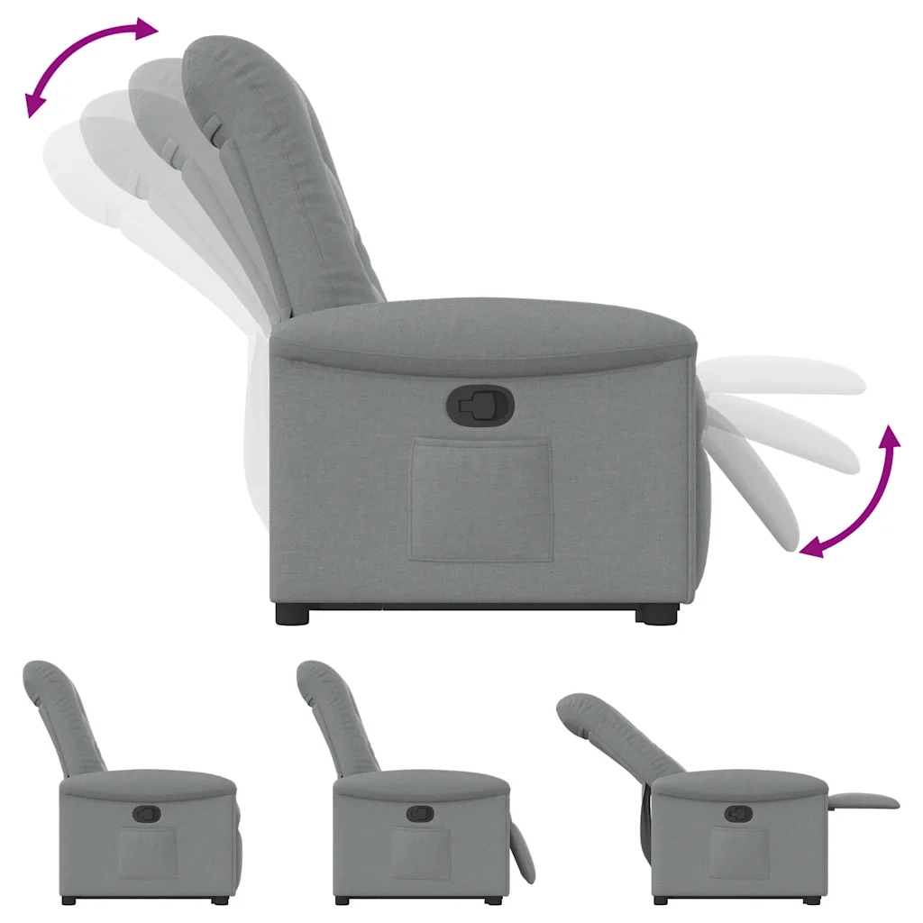 Poltrona | Sedia Relax Alzapersona Reclinabile Grigio Chiaro in Tessuto
