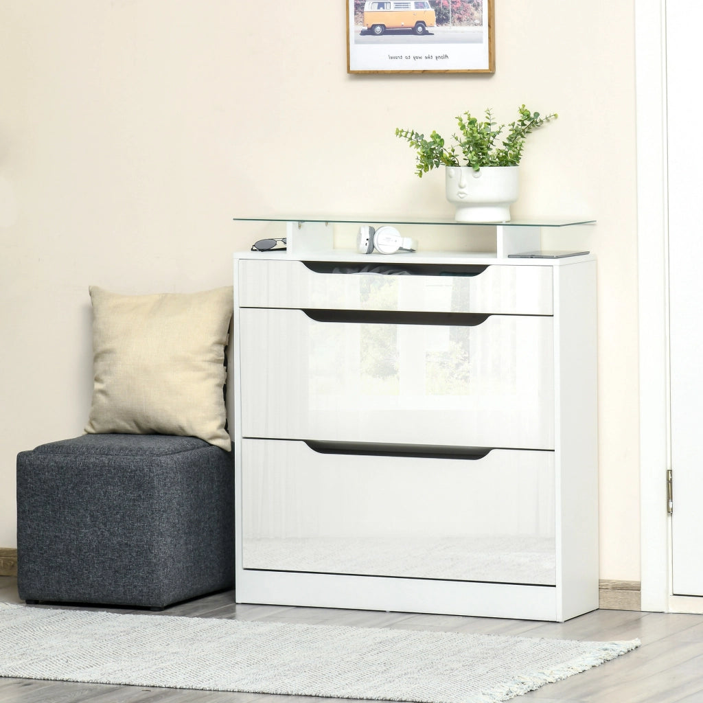 Armadio per scarpe con cassetti ¨C zephmum ¨C 89x23x96 cm bianco