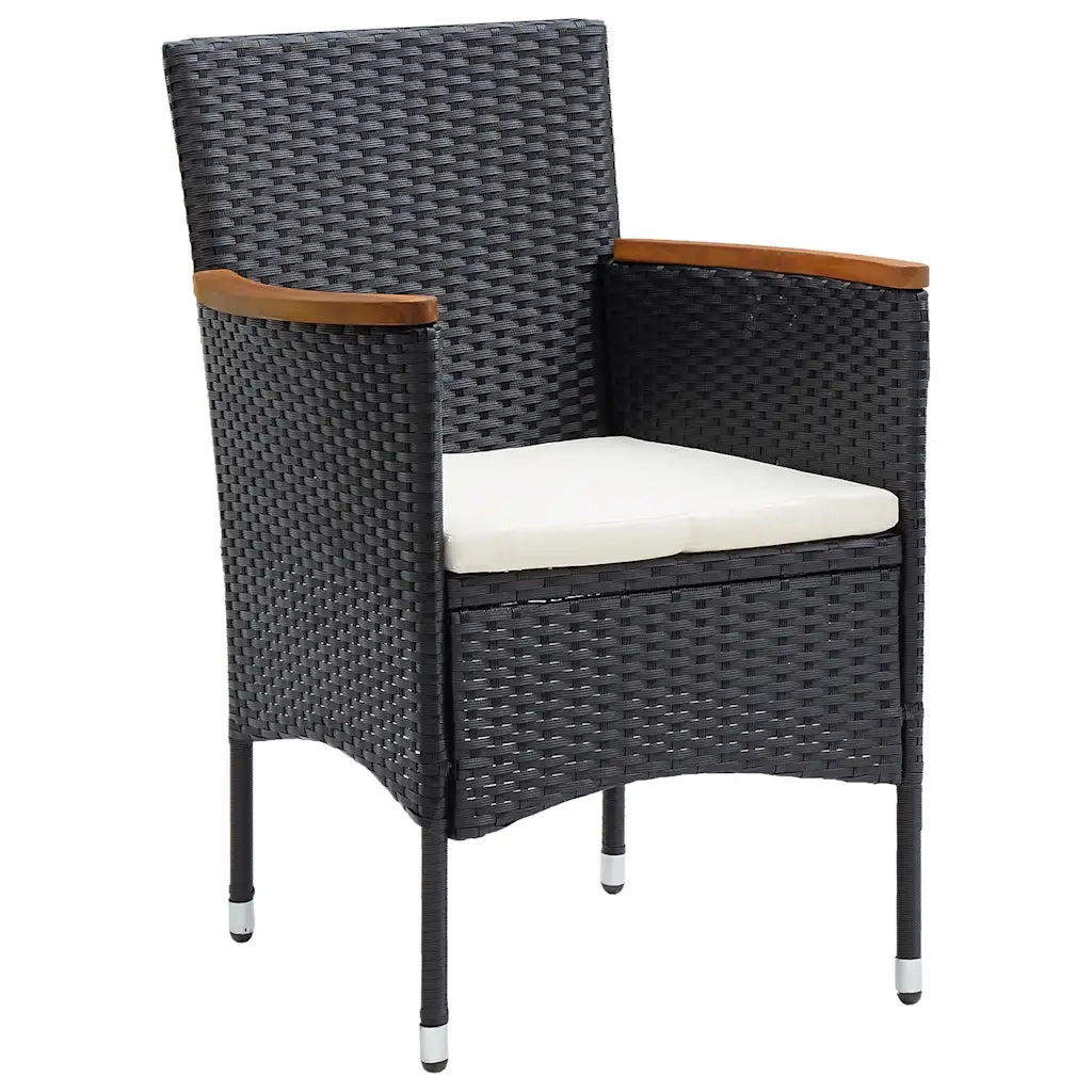 Sedie da Pranzo per Giardino 4 pz | Sedie da Esterno in Polyrattan Nero