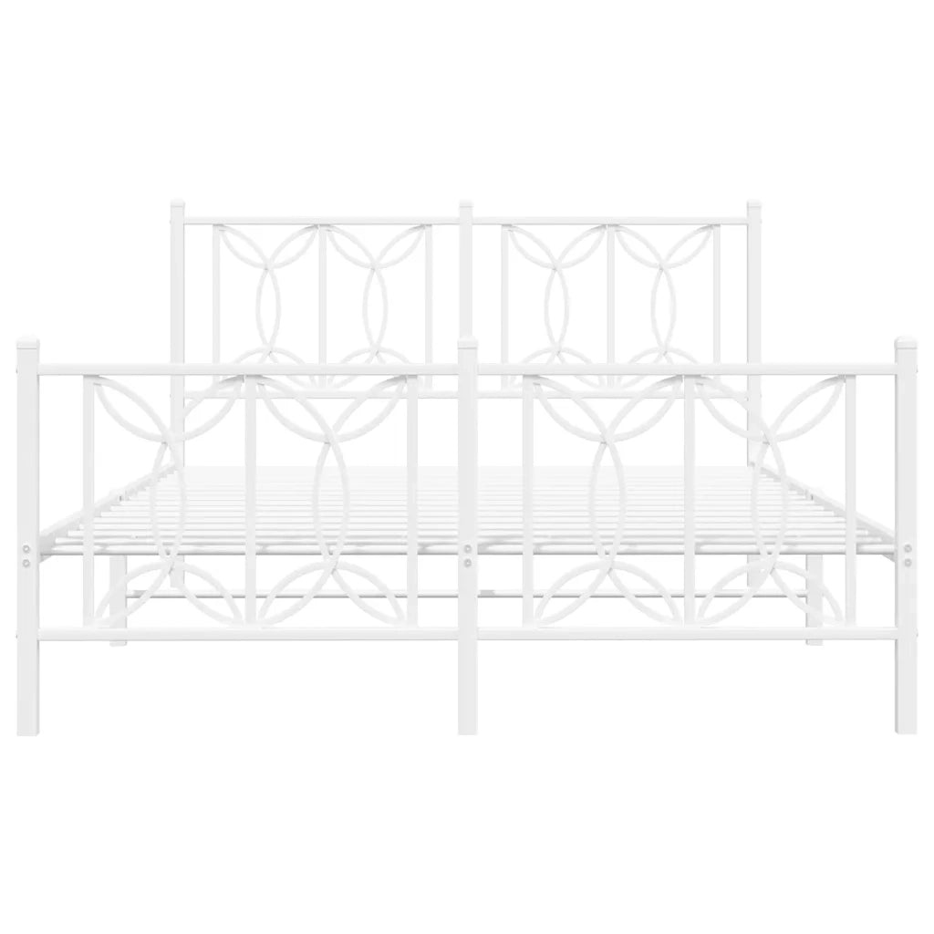 Giroletto con Testiera e Pediera Metallo Bianco 135x190 cm 376194
