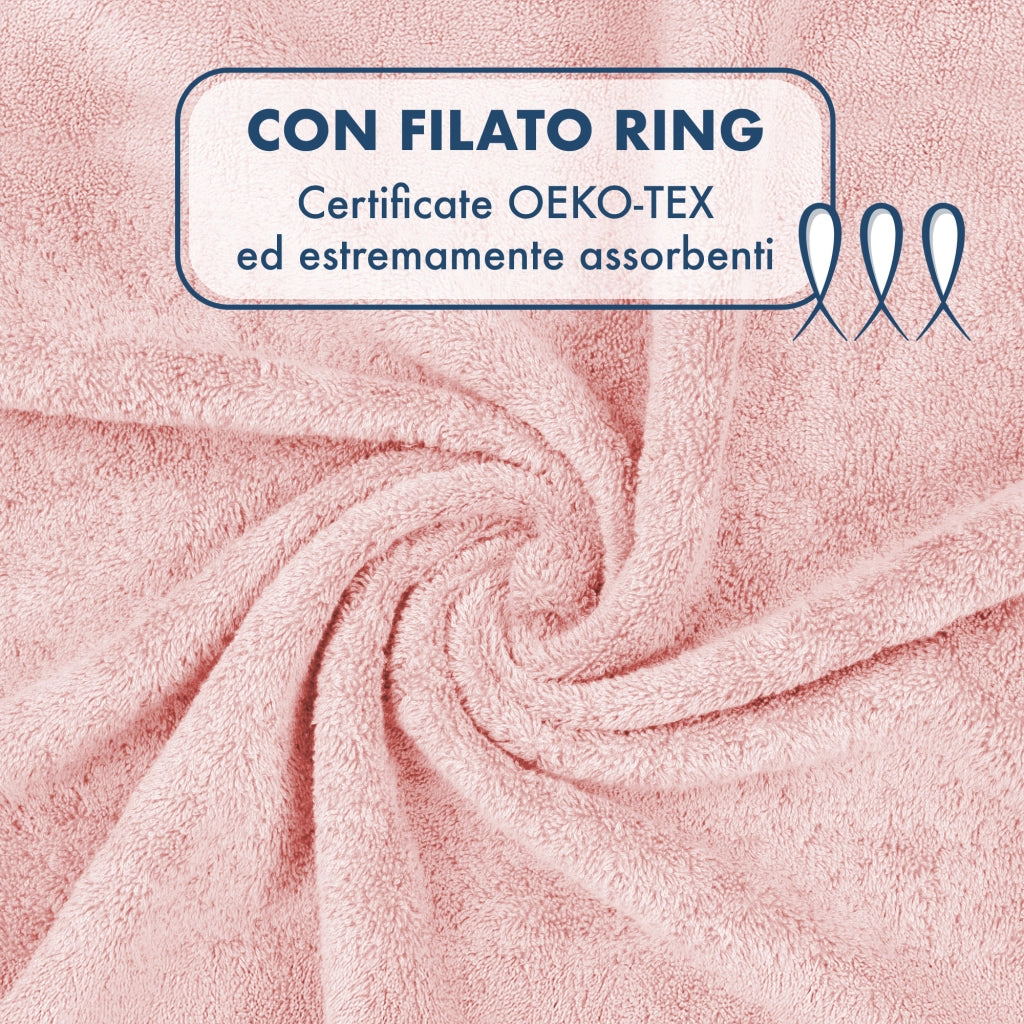 Asciugamani Bagno 100% Spugna Puro Cotone 500 Gr 4 Pezzi 2 Salvietta Viso 2 Asciugamano Ospite Mani Qualità Certificato Oeko-Tex Salviette Super Morbide Bicolore Rosa/Prugna
