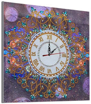 Orologio da parete - Set di stencil per decorazione - Disegno di fiori mandala - Dipinto artistico decorativo - Per uso domestico/caffetteria/ristorante - 100% nuovo - Scheda per pittura a diamante