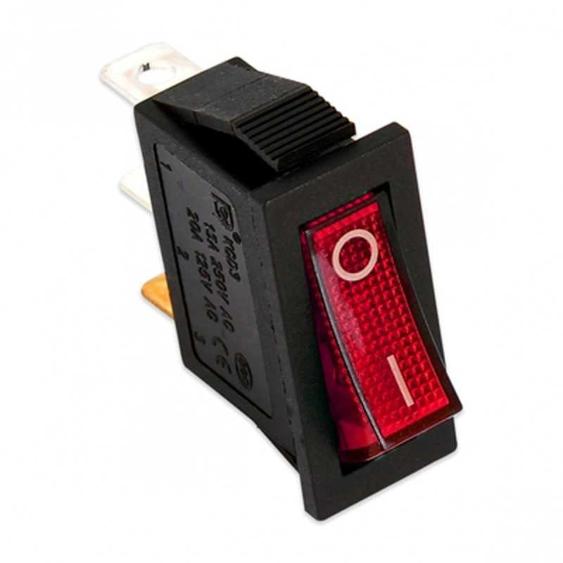 INTERRUTTORE UNIPOLARE 3 CONTATTI LUMINOSO ROSSO 0-1 11X30mm UNIVERSALE VARI USI - UNIVERSALE