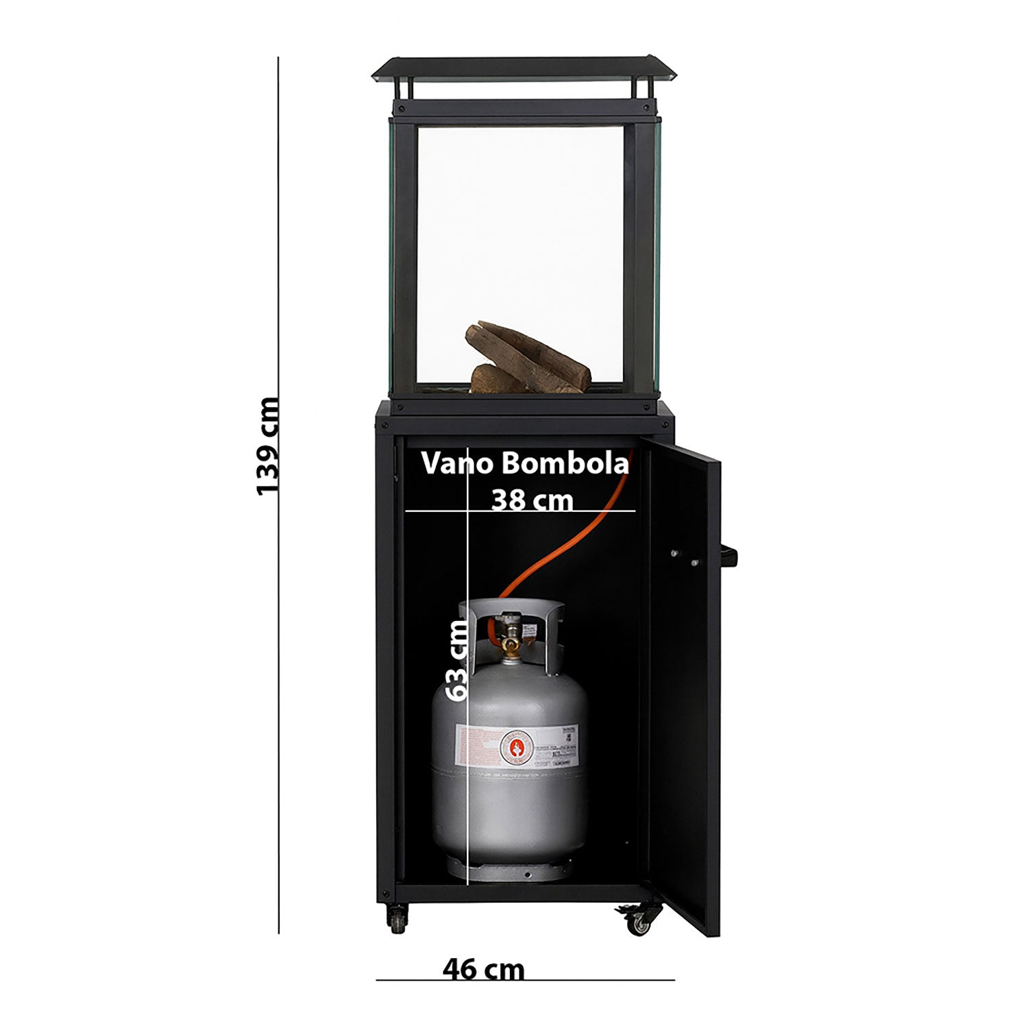 Stufa a Gas da Esterno Raven 8kW Riscaldatore a Propano con Copertura Nero