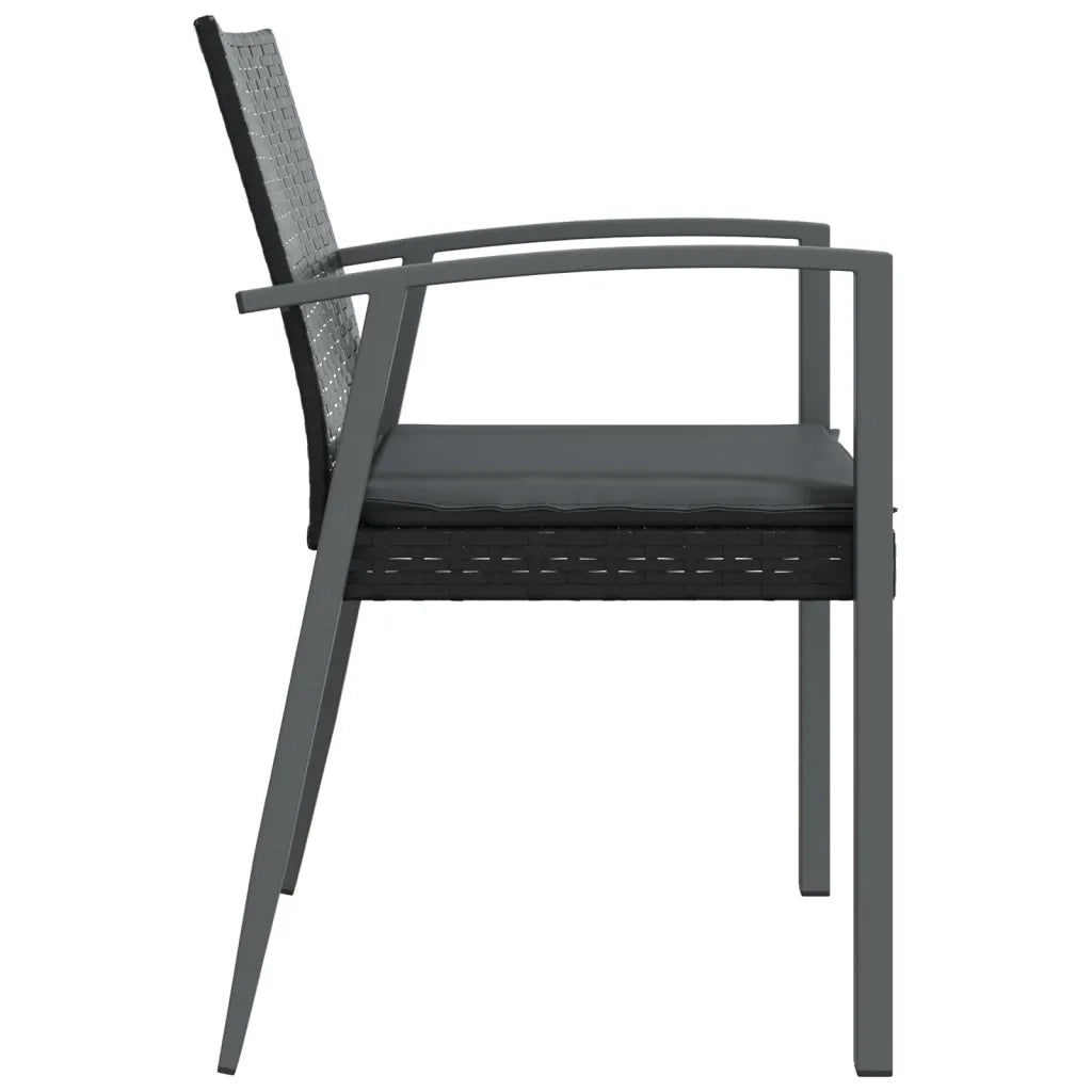 Sedie da Giardino con Cuscini 4 pz | Sedie da Esterno Nere 56,5x57x83 cm Polyrattan