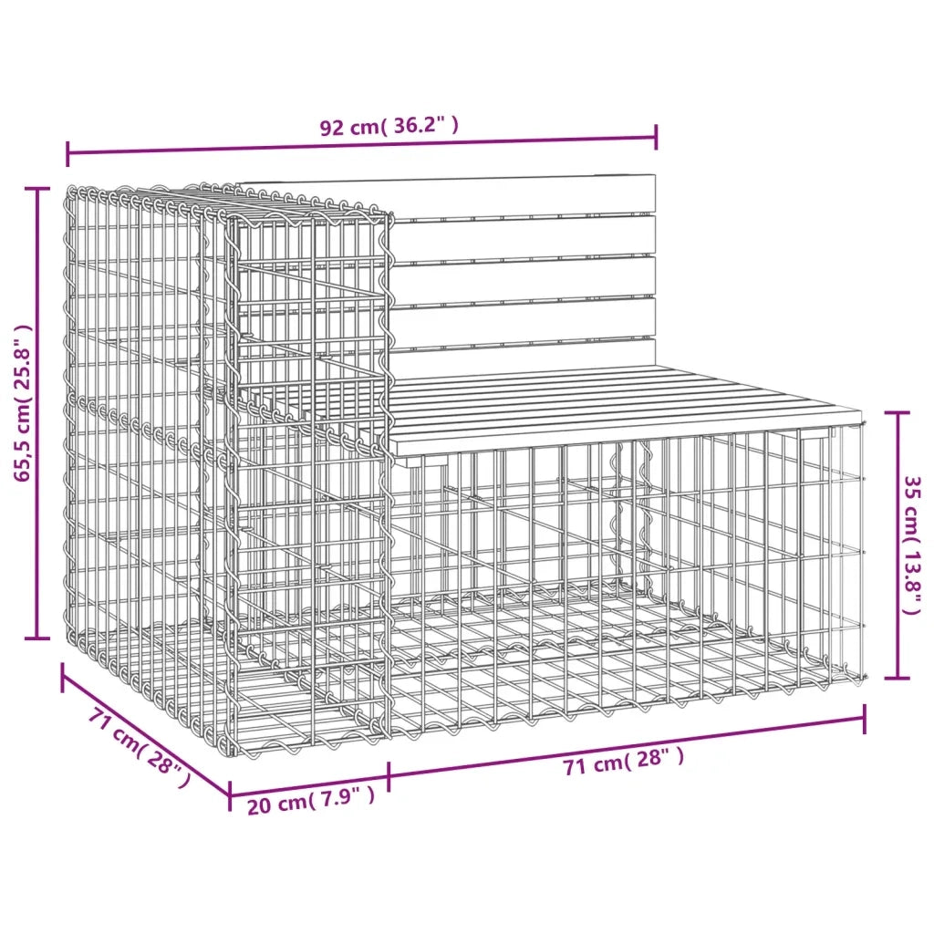 Panca Giardino Design Gabbione 92x71x65,5 cm Massello Douglas