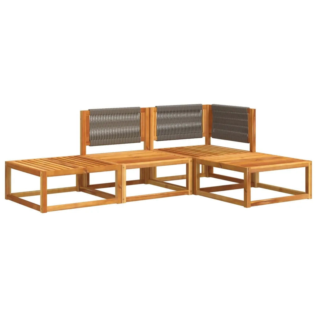 vidaXL Set di divani da giardino 4 pezzi con cuscini in legno di acacia e corda