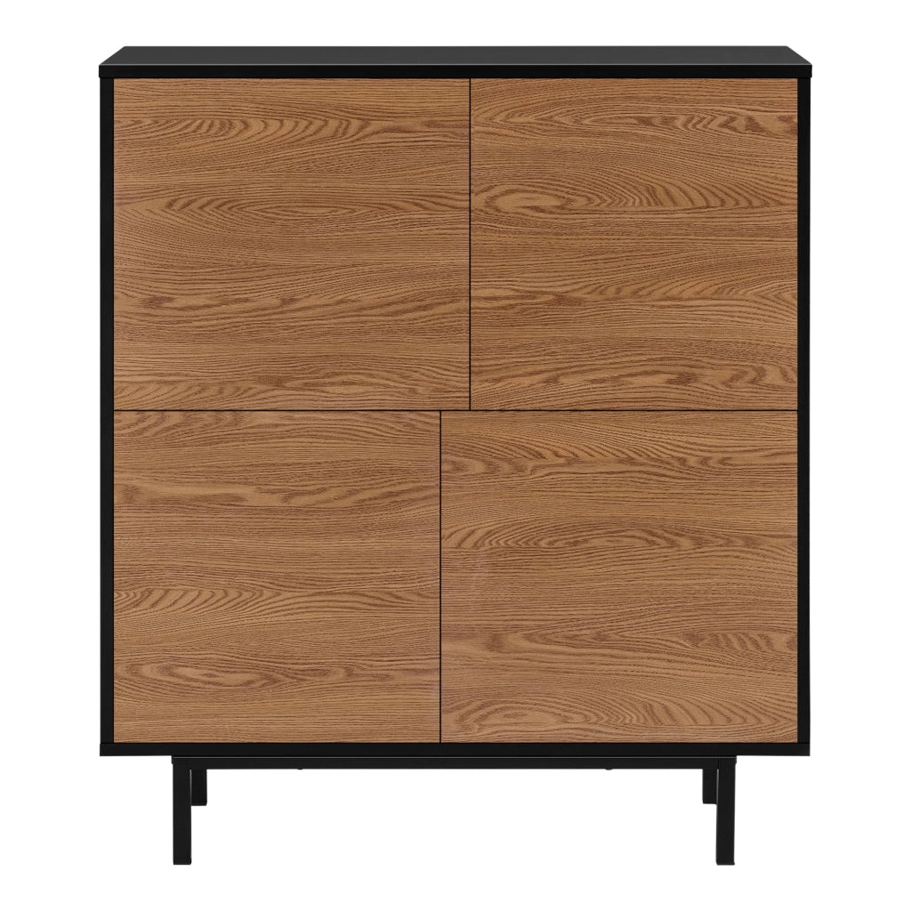 Elegante cassettiera pratico mobile contenitore gnosjö con 4 ante 93 x 80 x 30 cm nero con effetto legno scuro 03_0006828