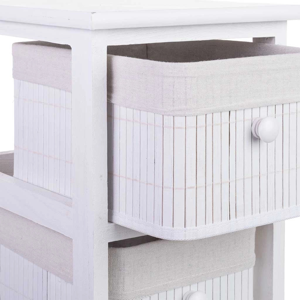 Cassettiera in legno con 4 cassetti in bambù foderati 26x32x81