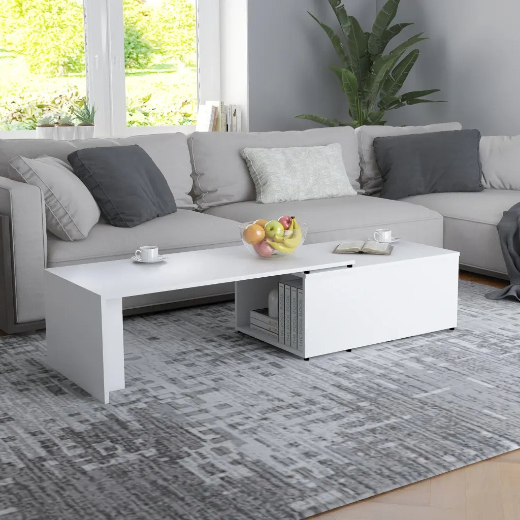 Tavolino da salotto | Tavolino da caff¨¨ | Tavolino da Soggiorno Bianco 150x50x35 cm in Legno Multistrato