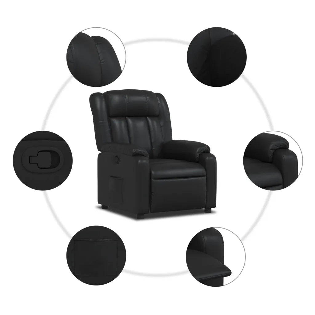 Divano Sedia-Poltrona Reclinabile Nera in Similpelle 768774