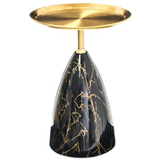 Tavolino in metallo nero e oro con piano in vetro temperato Effetto marmo Tavolino da salotto Tavolino finale Stile glamour