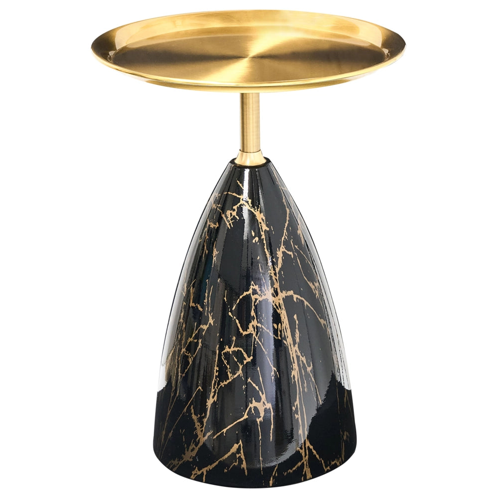 Tavolino in metallo nero e oro con piano in vetro temperato Effetto marmo Tavolino da salotto Tavolino finale Stile glamour