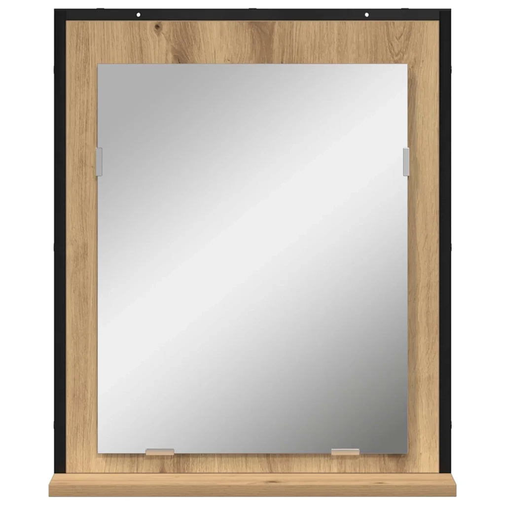 Specchio con lo scaffale-Mensola con Specchio rovere artigianale 50 x 12 x 60 cm